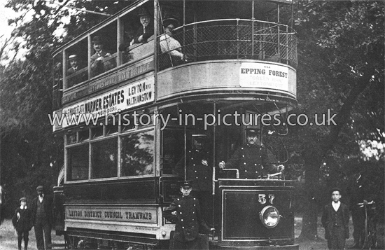 Leyton District Tram No.37, Whipps Cross Road, Leyton, London. c.1915